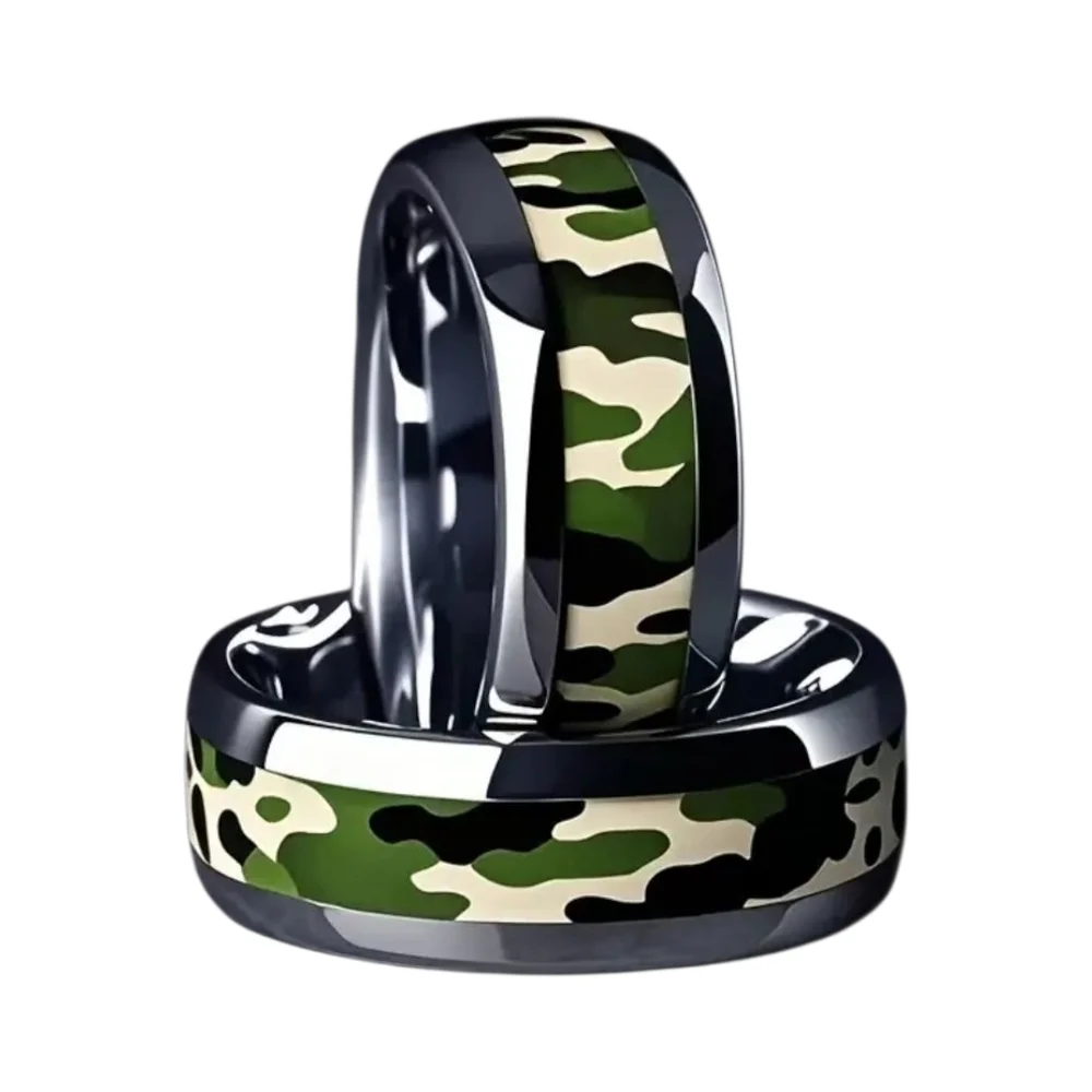 MENS 304 STAINLESS STEEL CAMOUFLAGE RING BAND \ SIZE 10